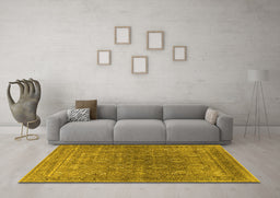 Machine Washable Oriental Yellow Industrial Rug in a Living Room, wshurb2478yw
