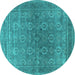 Round Oriental Turquoise Industrial Rug, urb2478turq