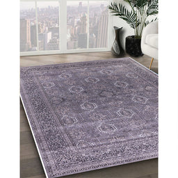 Mid-Century Modern Dark Gray Oriental Rug in Family Room, urb2478