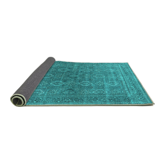 Sideview of Oriental Turquoise Industrial Rug, urb2478turq