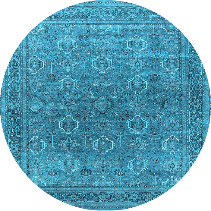 Round Oriental Light Blue Industrial Rug, urb2478lblu