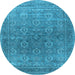 Round Oriental Light Blue Industrial Rug, urb2478lblu