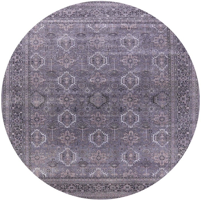 Round Mid-Century Modern Dark Gray Oriental Rug, urb2478