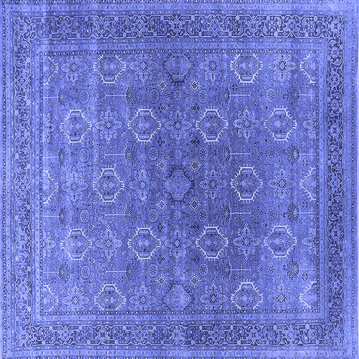Square Machine Washable Oriental Blue Industrial Rug, wshurb2478blu