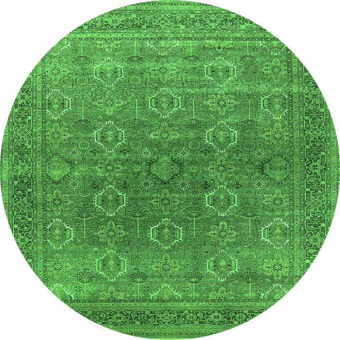 Round Oriental Green Industrial Rug, urb2478grn