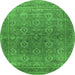 Round Oriental Green Industrial Rug, urb2478grn