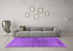 Machine Washable Oriental Purple Industrial Area Rugs in a Living Room, wshurb2478pur