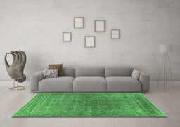 Machine Washable Oriental Emerald Green Industrial Area Rugs in a Living Room,, wshurb2478emgrn