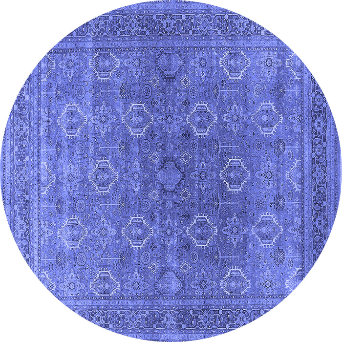 Round Oriental Blue Industrial Rug, urb2478blu