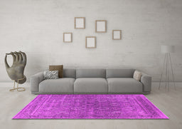 Machine Washable Oriental Pink Industrial Rug in a Living Room, wshurb2478pnk