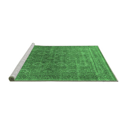 Sideview of Machine Washable Oriental Emerald Green Industrial Area Rugs, wshurb2478emgrn