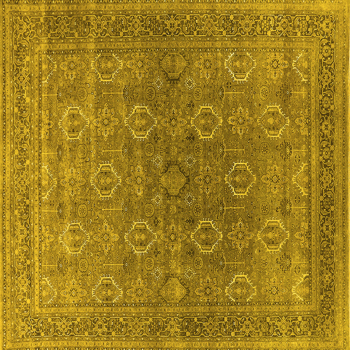 Square Machine Washable Oriental Yellow Industrial Rug, wshurb2478yw