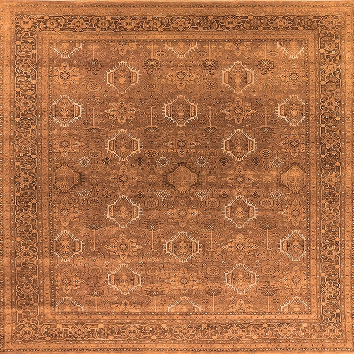 Square Machine Washable Oriental Orange Industrial Area Rugs, wshurb2478org