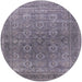 Round Machine Washable Industrial Modern Dark Gray Rug, wshurb2478