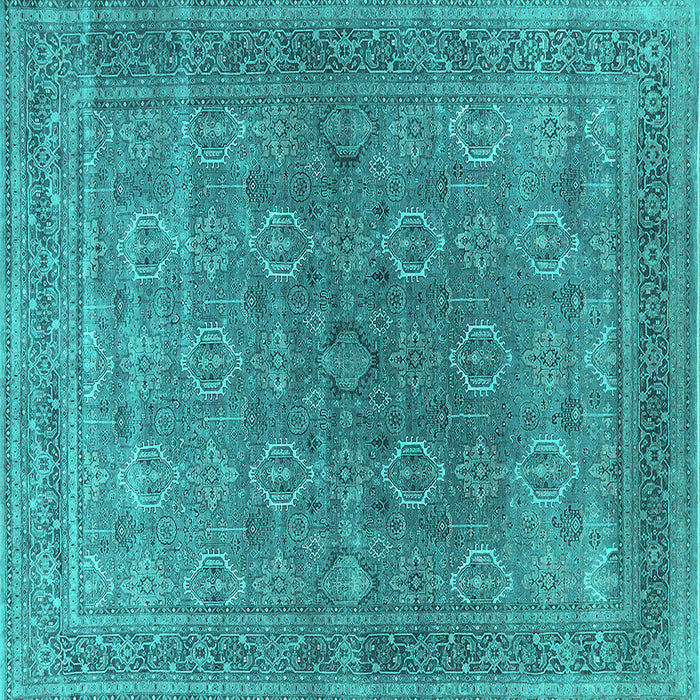 Square Oriental Turquoise Industrial Rug, urb2478turq