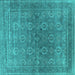 Square Oriental Turquoise Industrial Rug, urb2478turq