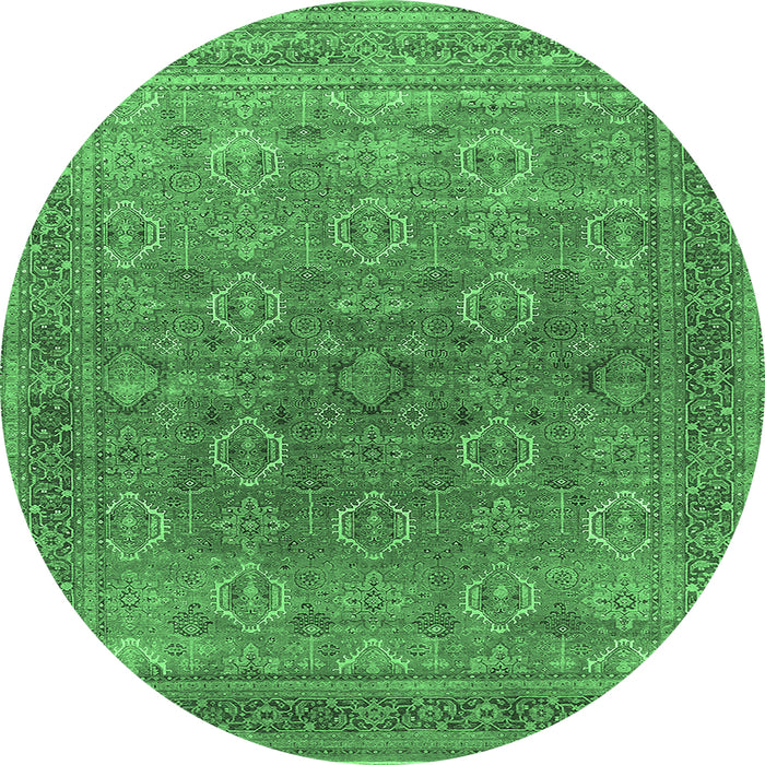 Round Oriental Emerald Green Industrial Rug, urb2478emgrn