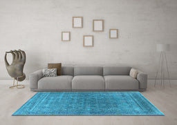 Machine Washable Oriental Light Blue Industrial Rug in a Living Room, wshurb2478lblu
