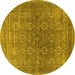 Round Oriental Yellow Industrial Rug, urb2478yw