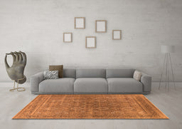 Machine Washable Oriental Orange Industrial Area Rugs in a Living Room, wshurb2478org