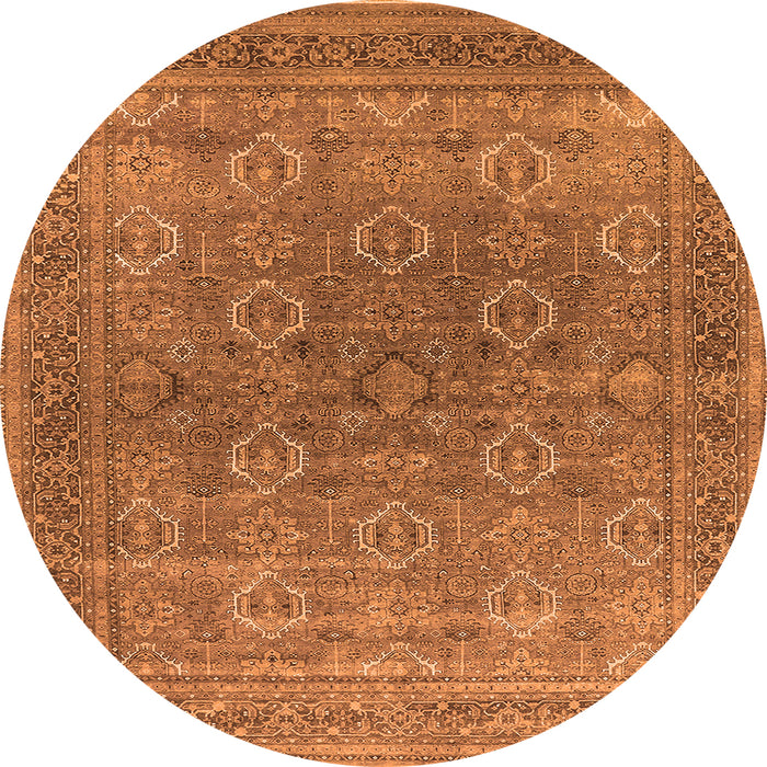 Round Oriental Orange Industrial Rug, urb2478org