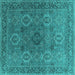 Square Oriental Turquoise Industrial Rug, urb2479turq