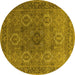 Round Oriental Yellow Industrial Rug, urb2479yw