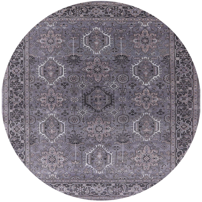 Round Mid-Century Modern Gray Oriental Rug, urb2479