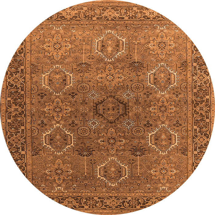 Round Oriental Orange Industrial Rug, urb2479org