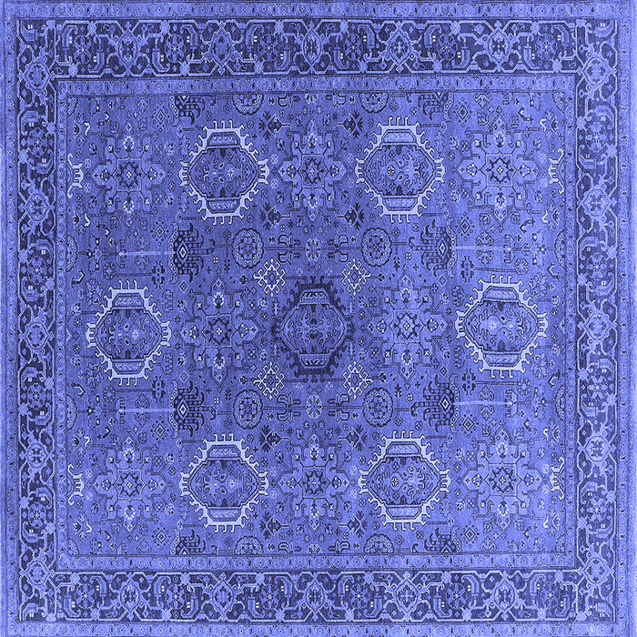 Square Machine Washable Oriental Blue Industrial Rug, wshurb2479blu