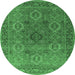 Round Oriental Emerald Green Industrial Rug, urb2479emgrn