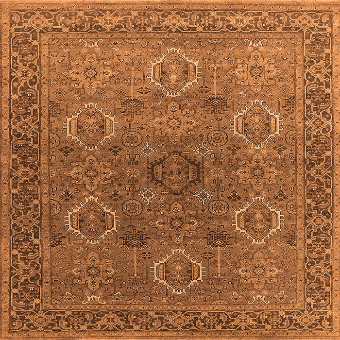 Square Machine Washable Oriental Orange Industrial Area Rugs, wshurb2479org