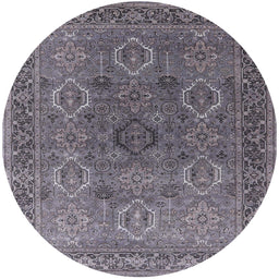 Round Machine Washable Industrial Modern Gray Rug, wshurb2479