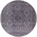 Round Machine Washable Industrial Modern Gray Rug, wshurb2479