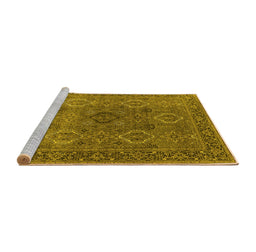 Sideview of Machine Washable Oriental Yellow Industrial Rug, wshurb2479yw