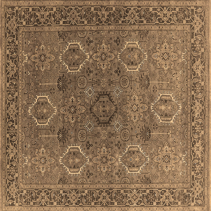Square Machine Washable Oriental Brown Industrial Rug, wshurb2479brn
