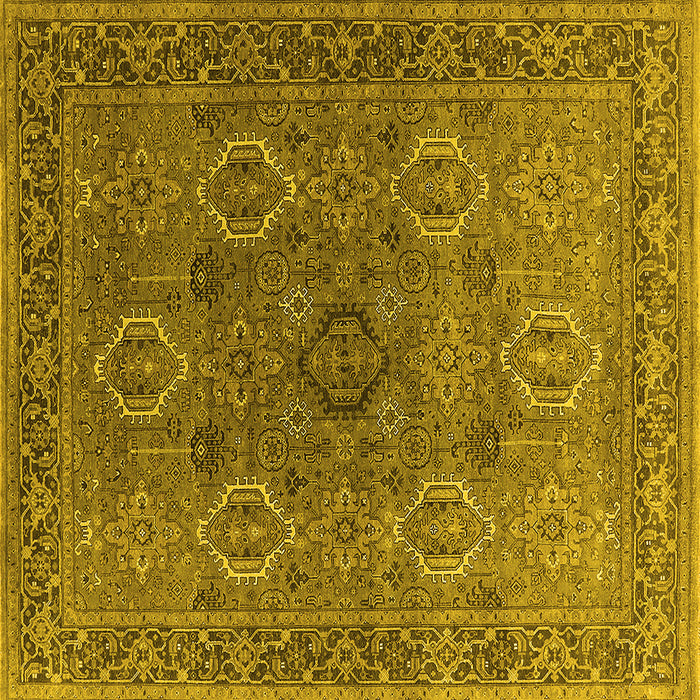 Square Machine Washable Oriental Yellow Industrial Rug, wshurb2479yw