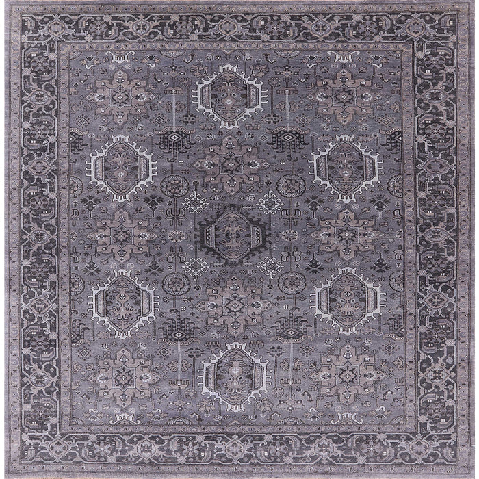 Square Mid-Century Modern Gray Oriental Rug, urb2479