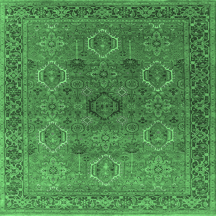 Square Oriental Emerald Green Industrial Rug, urb2479emgrn