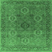 Square Oriental Emerald Green Industrial Rug, urb2479emgrn