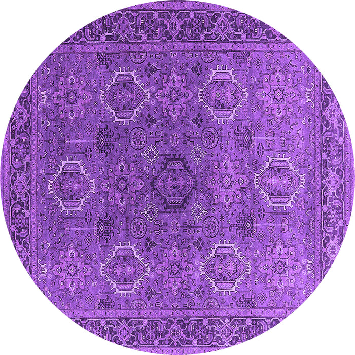 Round Machine Washable Oriental Purple Industrial Area Rugs, wshurb2479pur