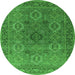 Round Oriental Green Industrial Rug, urb2479grn