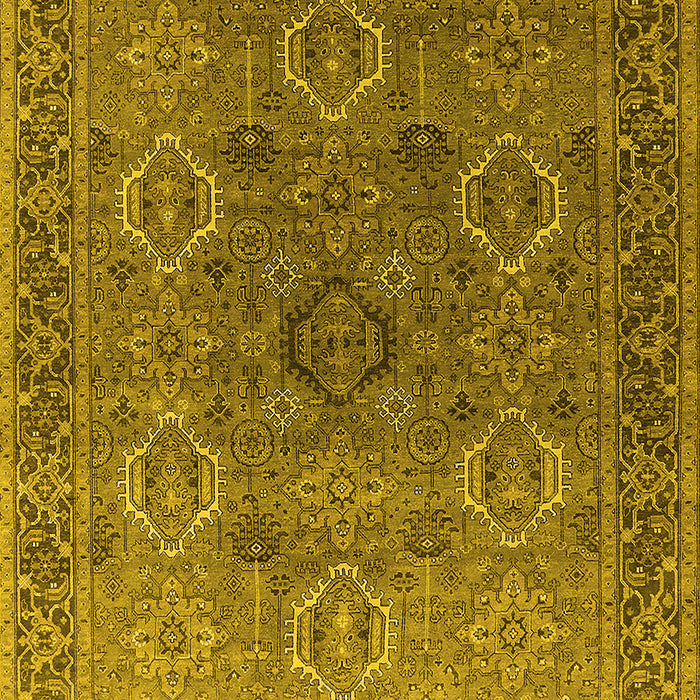 Machine Washable Oriental Yellow Industrial Rug, wshurb2479yw
