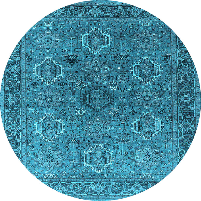 Round Oriental Light Blue Industrial Rug, urb2479lblu