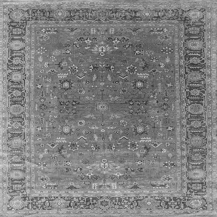 Square Machine Washable Oriental Gray Industrial Rug, wshurb2480gry