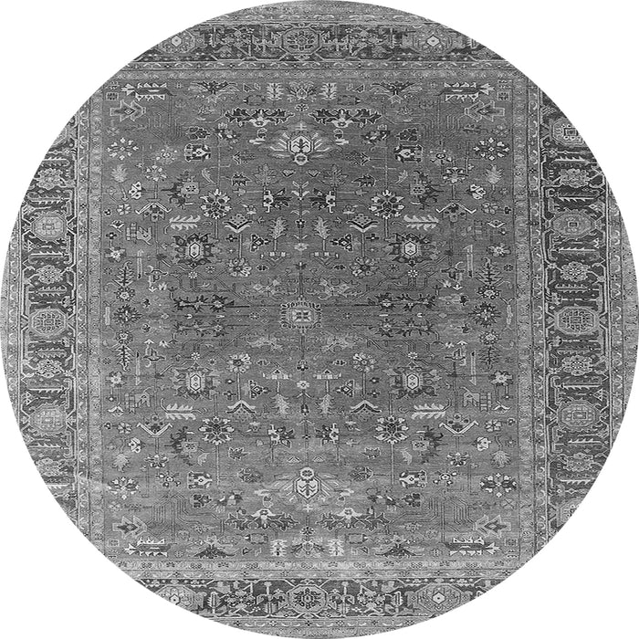 Round Oriental Gray Industrial Rug, urb2480gry