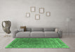 Machine Washable Oriental Emerald Green Industrial Area Rugs in a Living Room,, wshurb2480emgrn