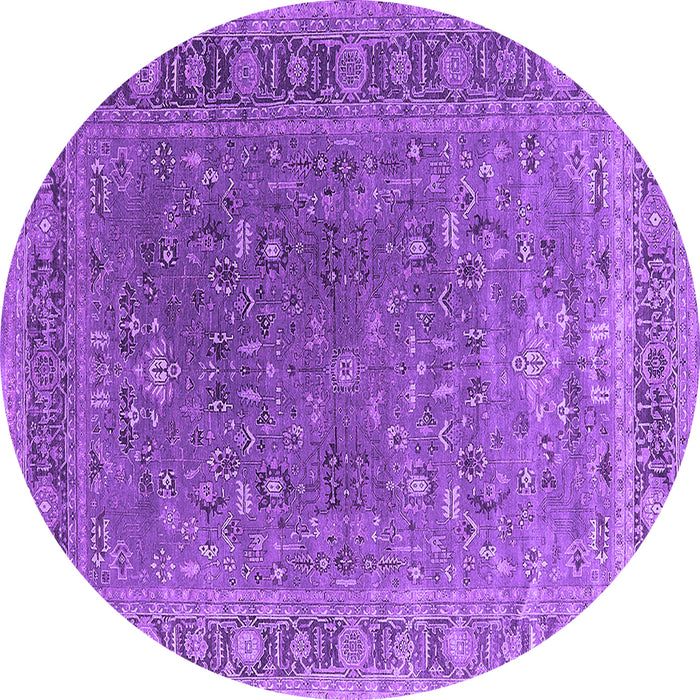 Round Machine Washable Oriental Purple Industrial Area Rugs, wshurb2480pur