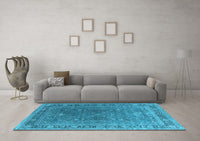 Machine Washable Oriental Light Blue Industrial Rug, wshurb2480lblu