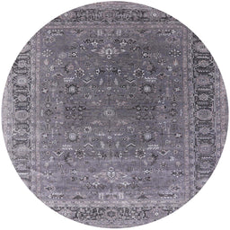 Round Mid-Century Modern Dark Gray Oriental Rug, urb2480